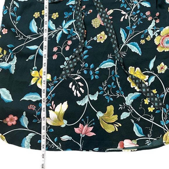 Loft Green Floral Flutter Cap Sleeve Belted Dress Size Small - Picture 14 of 16